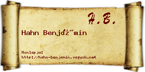 Hahn Benjámin névjegykártya