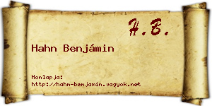 Hahn Benjámin névjegykártya